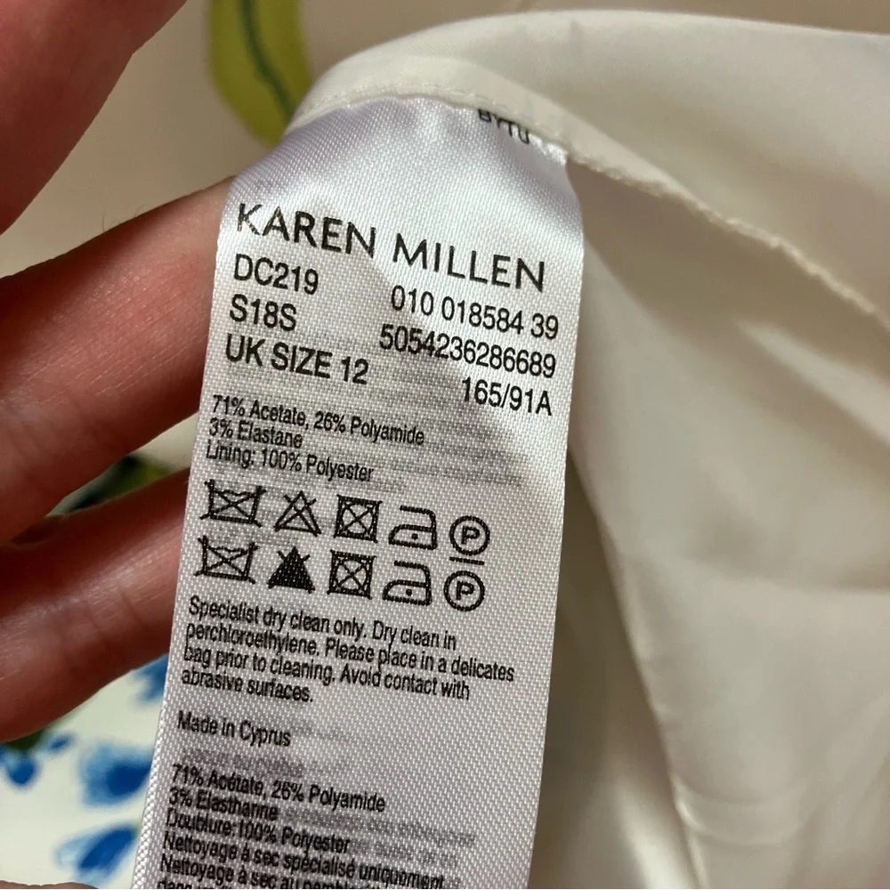 Karen Millen White Ivory Floral Wisteria Print Strappy Sheath Dress size 8 - Picture 10 of 11